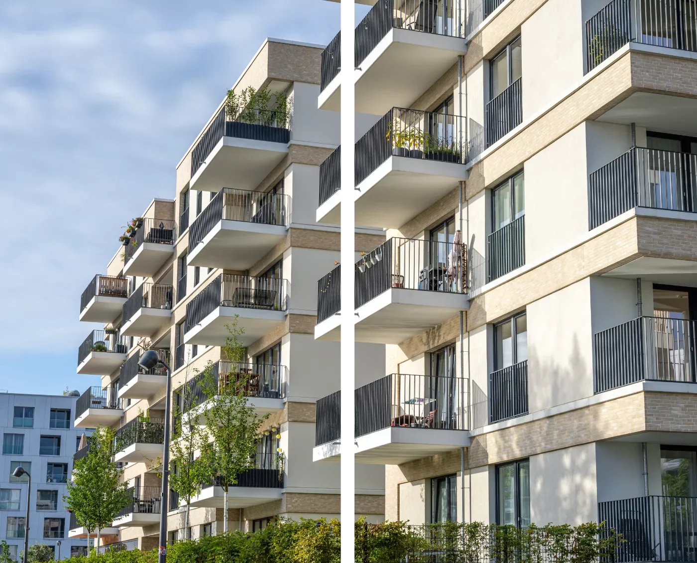Moderne Wohngebäude mit Balkonen