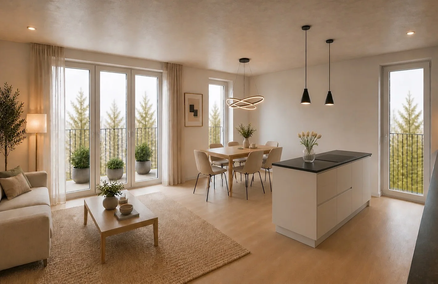 crooms² – möbliertes Mikroapartment mit Wohn- und Essbereich